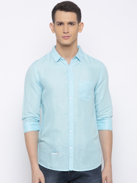 

SPYKAR Men Turquoise Blue Slim Fit Solid Casual Shirt