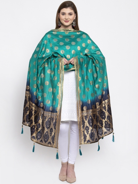 

Sugathari Teal & Blue Woven Design Dupatta