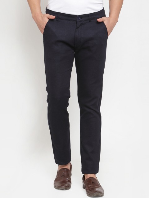 

Rodamo Men Blue Slim Fit Solid Regular Trousers