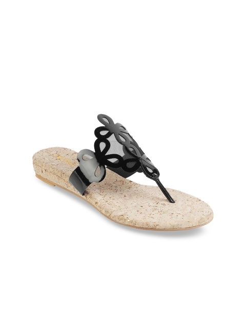

Metro Women Black Solid T-Strap Flats