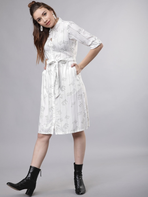

Tokyo Talkies Women White Printed Shirt Dress
