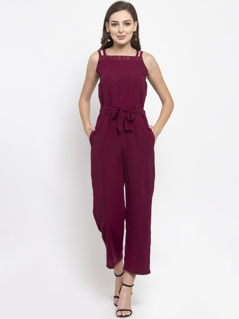 

Jompers Women Burgundy Solid Basic Jumpsuit