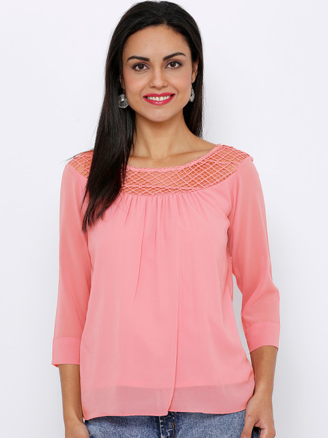 

Soie Women Pink Solid A-Line Top