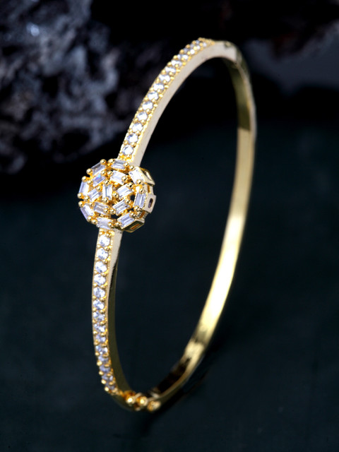 

Bhana Fashion Gold-Plated American Diamond Handcrafted Bangle-Style Bracelet