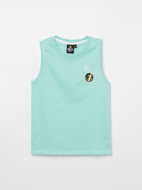 

Smiley World Boys Sea Green Solid Round Neck T-shirt
