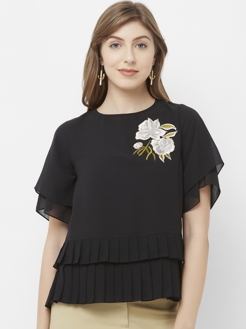 

Soie Women Black Solid Peplum Top