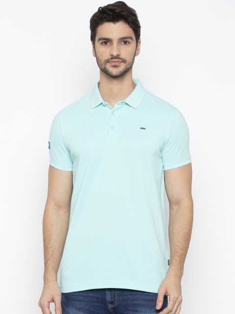 

SPYKAR Men Turquoise Blue Solid Polo Collar T-shirt