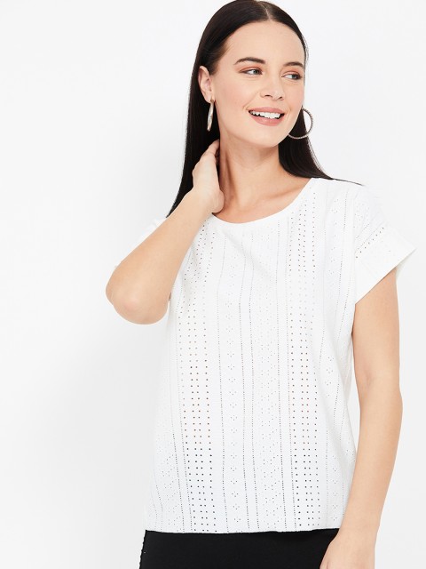 

Bossini Women Off-White Self Design Top