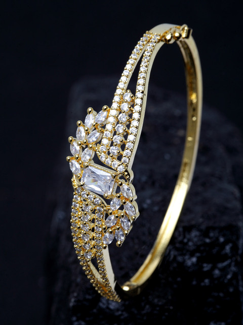 

Bhana Fashion Gold-Plated American Diamond Handcrafted Bangle-Style Bracelet