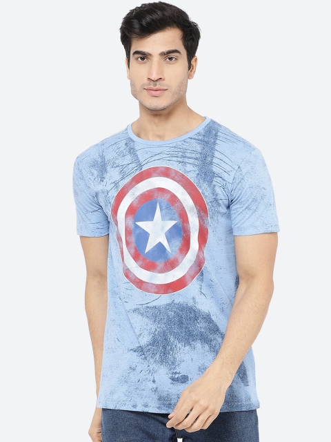 

Free Authority Men Blue Captain America Printed Round Neck T-Shirt