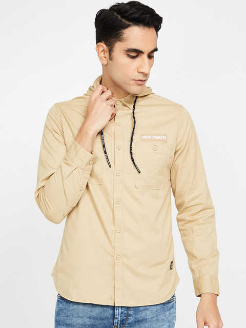 

Bossini Men Beige Regular Fit Solid Casual Shirt