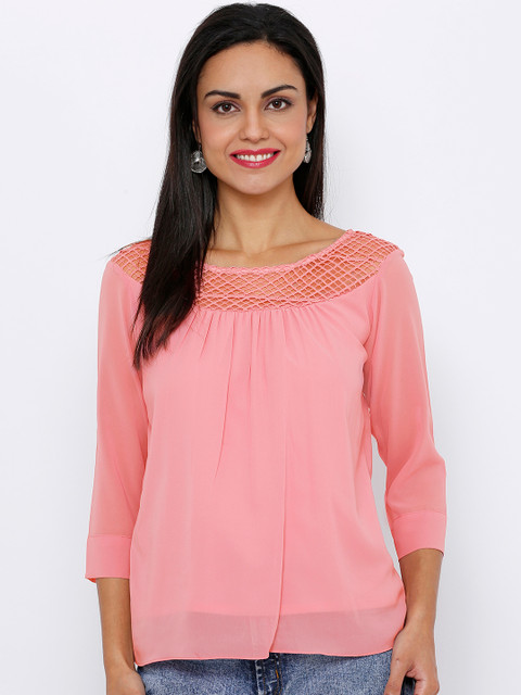 

Soie Women Pink Solid A-Line Top