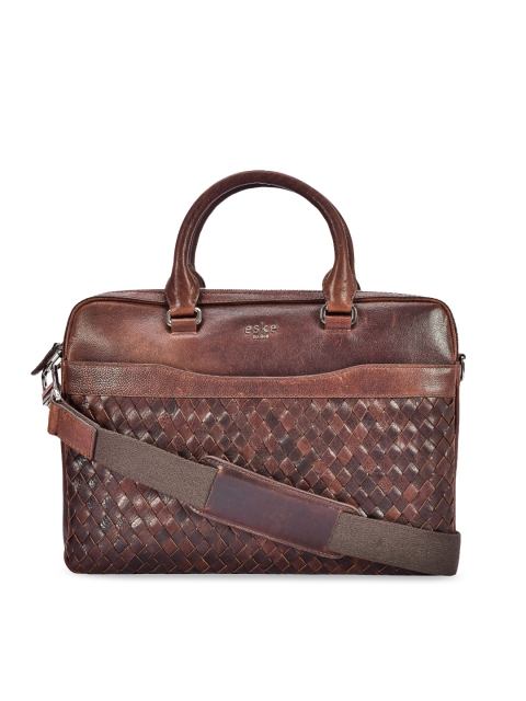 

Eske Men Tan Brown Solid Leather Laptop Bag