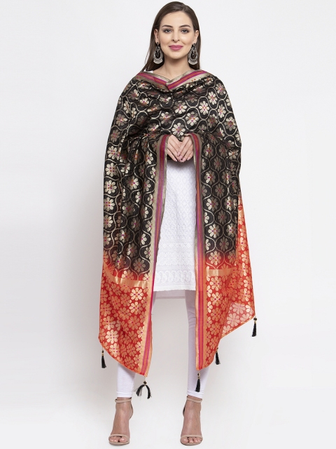 

Sugathari Black & Red Woven Design Dupatta