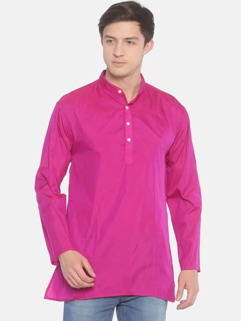 

Sethukrishna Men Pink Solid Straight Kurta