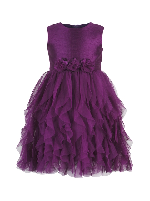 

Toy Balloon kids Girls Violet Solid Fit and Flare Dress