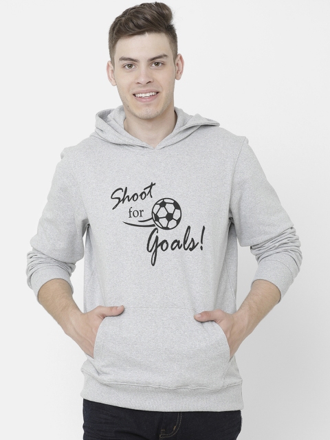 

ELEGANCE Men Grey Printed Hooded Sweatshirt