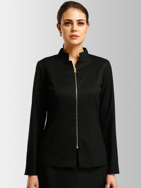 

FableStreet Women Black Solid Tailored Jacket