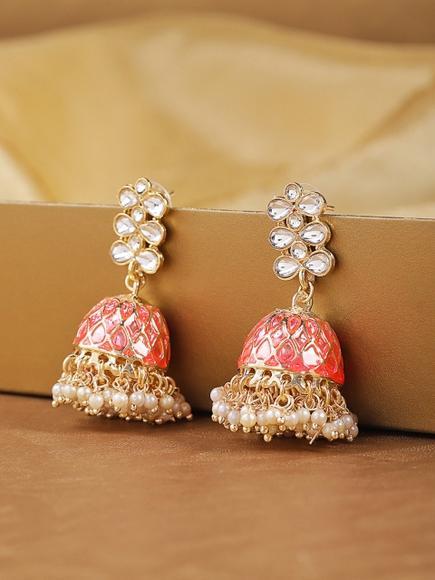 

Kairi Pink & White Dome Shaped Jhumkas