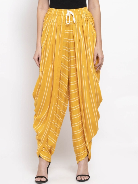 

Jompers Women Mustard Yellow Striped Dhoti