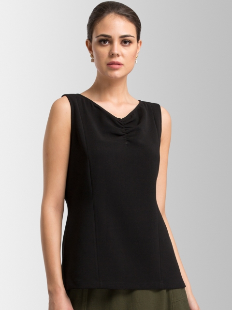

FableStreet Women Black Solid Top