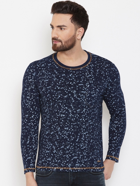 

Adobe Men Navy Blue Printed Round Neck T-shirt