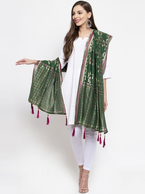 

Sugathari Green Woven Design Dupatta