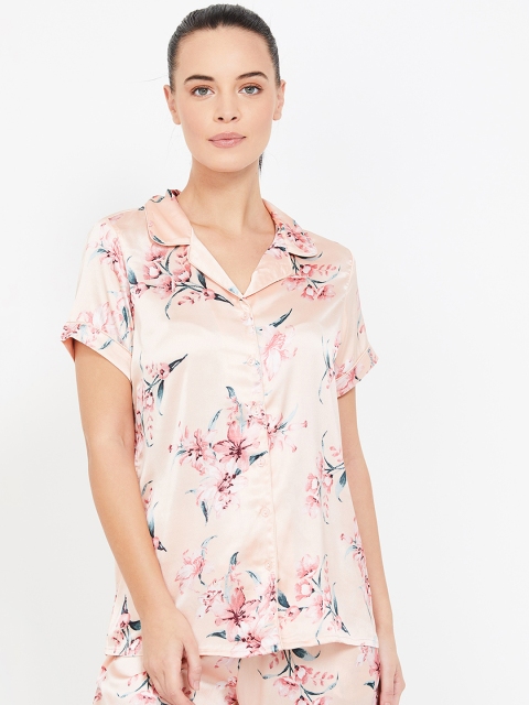 

Ginger by Lifestyle Women Peach Printed Sleep Shirt