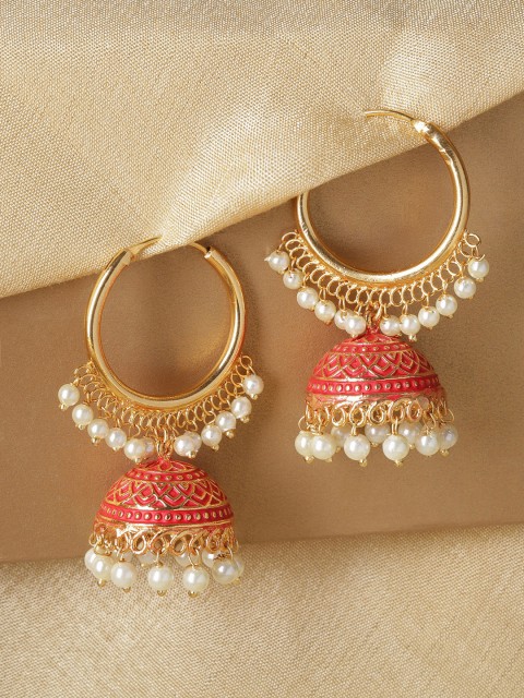 

Kairi Gold-Plated & Pink Dome Shaped Jhumkas