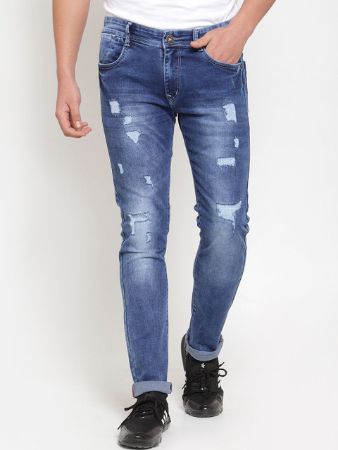 

Rodamo Men Blue Slim Fit Mid-Rise Highly Distressed Stretchable Jeans