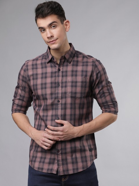 

Ecko Unltd Men Pink & Navy Blue Slim Fit Checked Casual Shirt