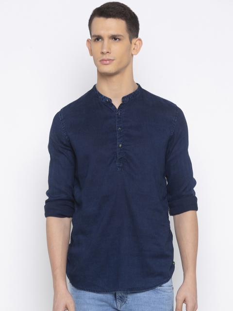 SPYKAR Men Blue Slim Fit Solid Casual Shirt