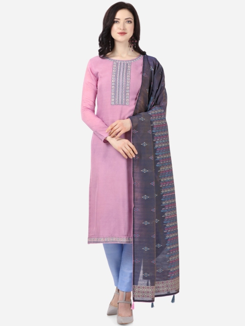 

Stylee LIFESTYLE Purple & Blue Art Silk Unstitched Dress Material