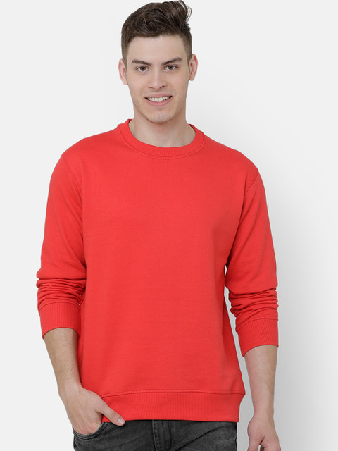 

ELEGANCE Men Red Solid Sweatshirt