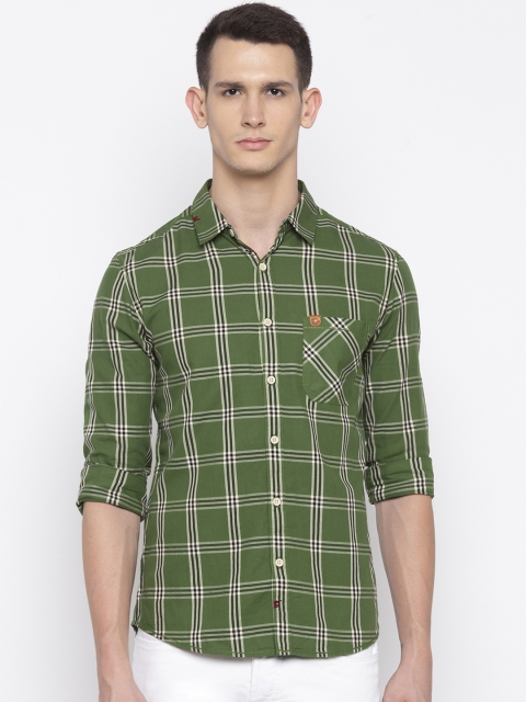 

SPYKAR Men Green & Black Slim Fit Checked Casual Shirt