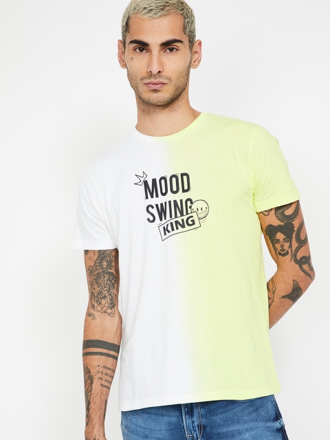 

Smiley World Men White & Yellow Printed Round Neck T-shirt