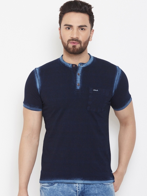 

Adobe Men Navy Blue Solid Mandarin Collar T-shirt