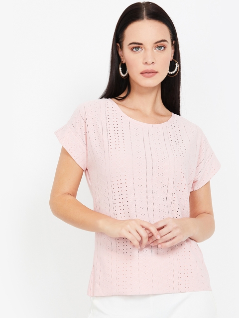 

Bossini Women Pink Schiffli Embroidered Top