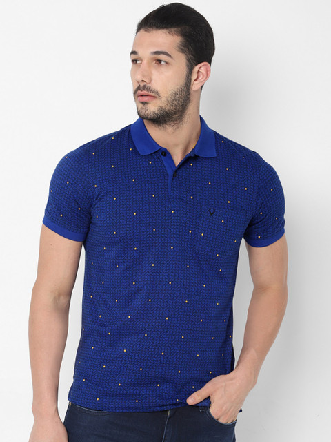 

Allen Solly Men Blue & Yellow Printed Polo Collar T-shirt