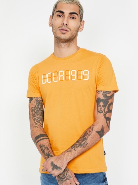 

UCLA Men Orange Printed Round Neck T-shirt