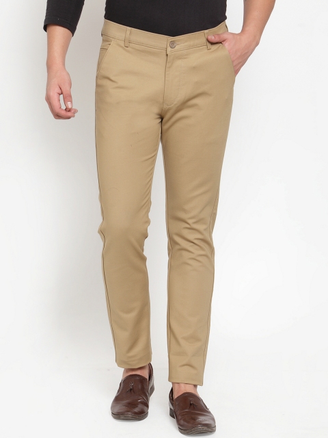 

Rodamo Men Khaki Slim Fit Solid Regular Trousers