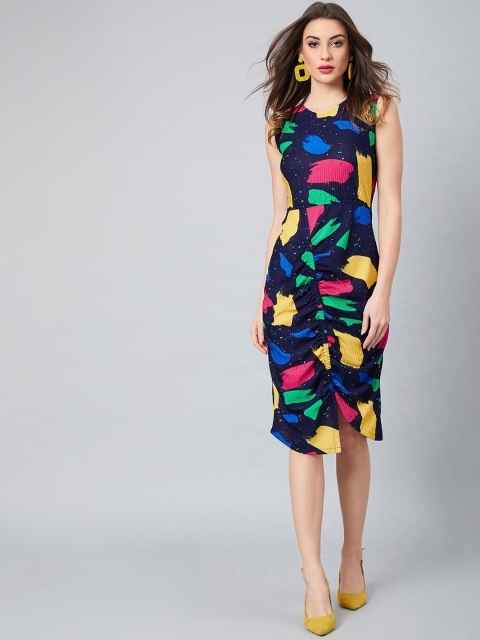 

Athena Women Navy Blue Printed Sheath Dress