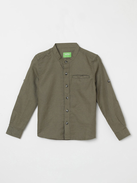 

Bossini Boys Olive Green Regular Fit Solid Casual Shirt