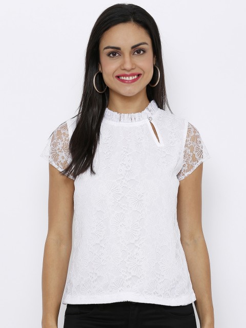 

Soie Women White Self Design Top
