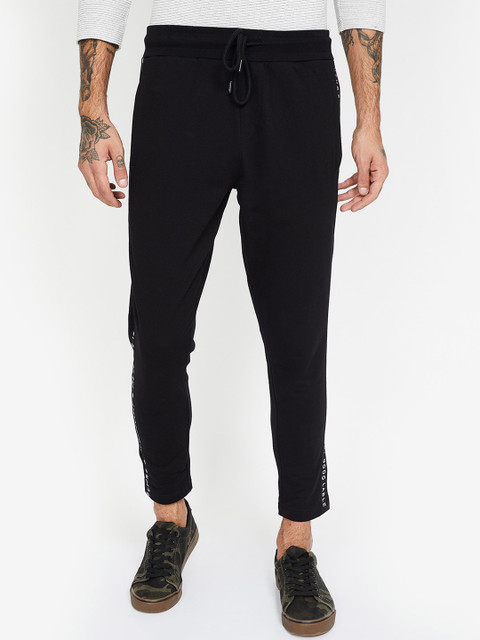 

Smiley World Men Black Solid Slim-Fit Track Pants