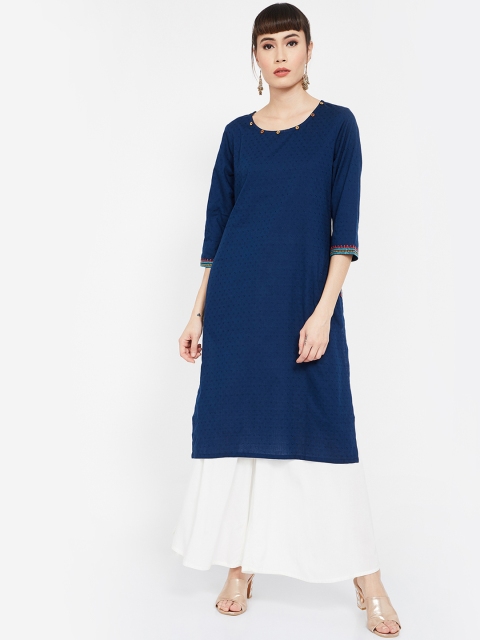 

Melange by Lifestyle Women Blue Woven Design Straight Kurta