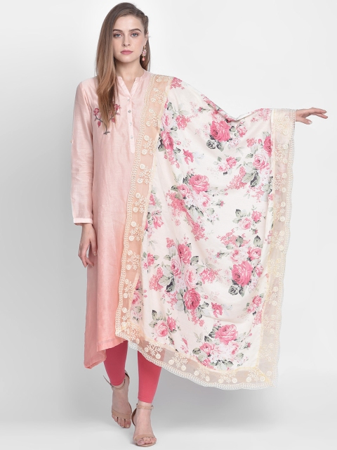 

Dupatta Bazaar Women Pink & Yellow Printed Dupatta