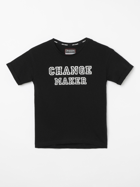 Kappa Girls Black Printed Round Neck T-shirt
