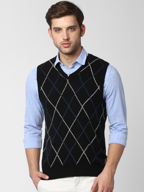

Peter England Men Black Checked Sweater Vest