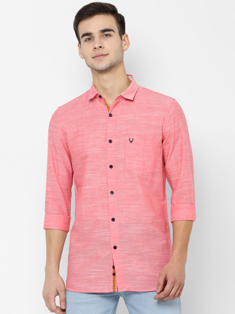 

Allen Solly Men Pink Slim Fit Self Design Casual Shirt